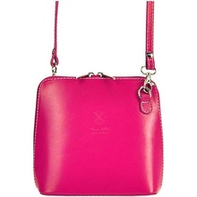Kožená malá dámska crossbody kabelka tmavo ružová