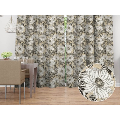 Biante Dekoračný záves PML-089 Biele kvety na béžovom 145x180 cm