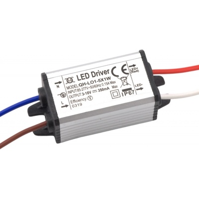 Napájecí zdroj pro 1-5ks 1W LED, 3-18V, 350mA, IP67