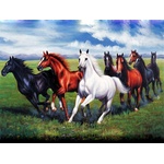  Диамантен Гоблен "Галопиращи коне" - 30 x 40 см, Квадратни мъниста