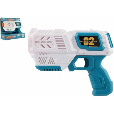 Bublifuk pistole s náplní plast 19cm na baterie v krabici 21x17x7cm