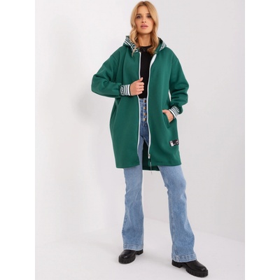 Relevance Tmavě dlouhá mikina na zip rv-bl-9225.96p-dark green zelená