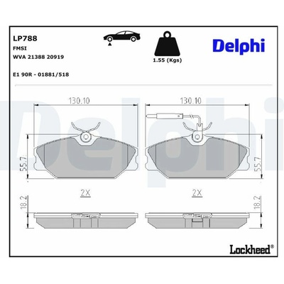 Sada brzdových platničiek kotúčovej brzdy DELPHI LP788