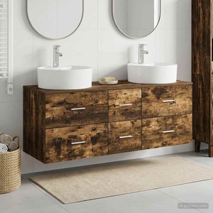 vidaXL Комплект шкафове за баня 3 бр. Опушен дъб 129 x 44, 5 x 82 cm (3405887)