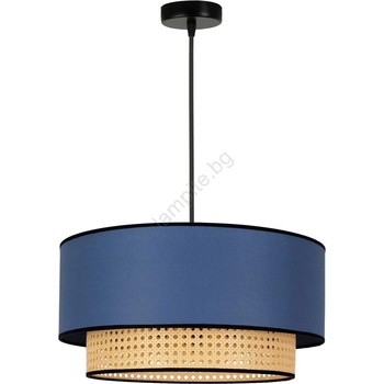 Duolla - Пендел BOHO 1xE27/15W/230V Ø 45 см син/ратан (DU84366)