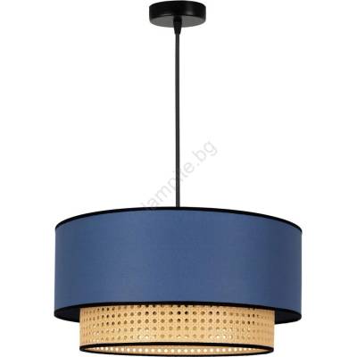 Duolla - Пендел BOHO 1xE27/15W/230V Ø 45 см син/ратан (DU84366)