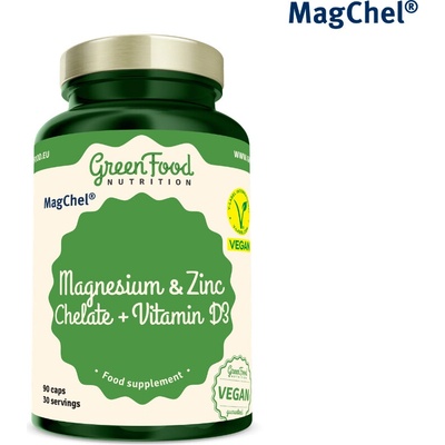 GreenFood Hořčík a Zinok Cheláty + Vitamín D3 90 kapsúl