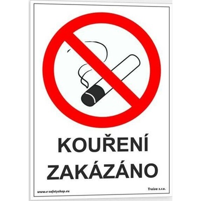 Traiva s.r.o Kouření zakázáno Verze: Samolepka 210 x 297 mm (A4) tl. 0.1 mm - Kód: 04119