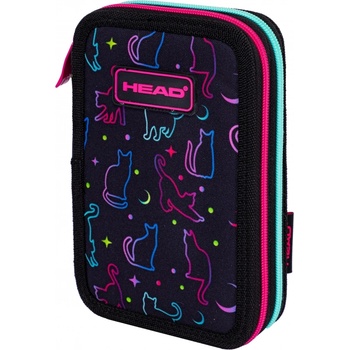 HEAD Ученически несесер Head - Котки в тъмното, 2 ципа (AS503024067)