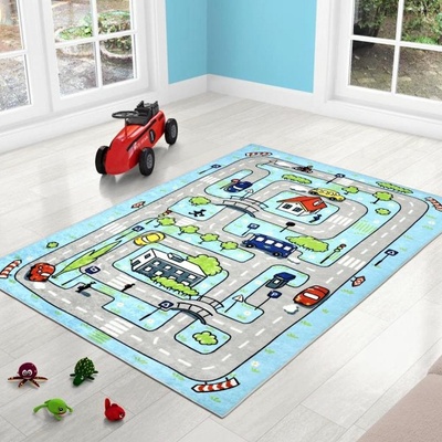 Bellatex fototisk 3040/209 modrá autíčková dráha