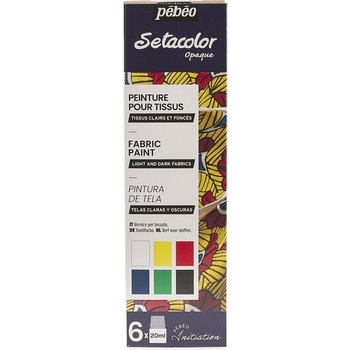 Pébéo Setacolor Opaque súprava farieb na textil 6 ks 20 ml