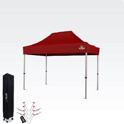 BRIMO Nůžkový stan 2x3m - bez 3 stěn - Červená S. Alu