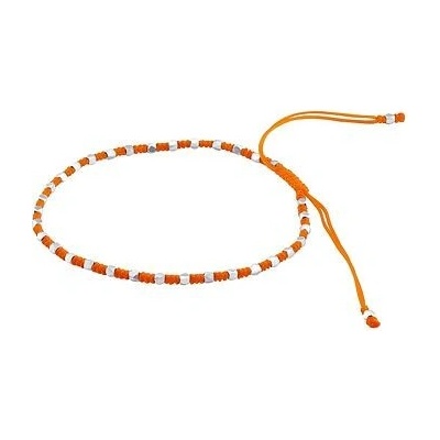 Silvego Textilný náramok Cierra handmade oranžový so striebornými korálkami ONE1073BOR