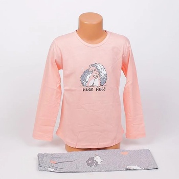 Image 1 of Детска пижама в цвят праскова и сиво с таралежи