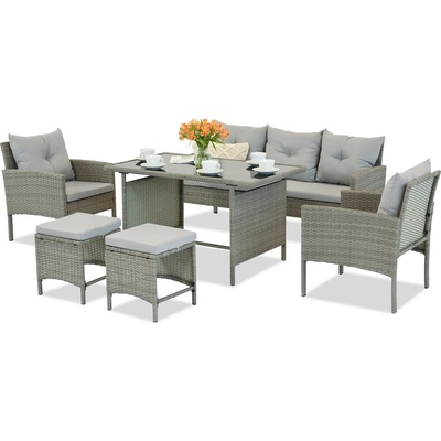 Garden Point Градински мебели от синтетичен ратан с пуфове Bari Garden Point сиво (GAP436)