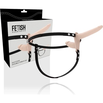 Двоен страп-он, регулируем и силиконов, 15см- Double Strap-on Flesh (D-221269)