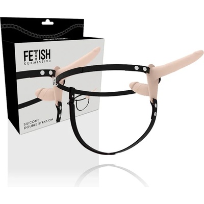 Двоен страп-он, регулируем и силиконов, 15см- Double Strap-on Flesh (D-221269)