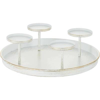 Veniec na adventný svietnik Podnos so svietnikom Okrúhly Dekoratívny Vintage 30 cm Bi