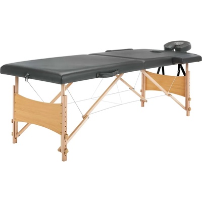vidaXL Масажна кушетка с 2 зони, дървена рамка, антрацит, 186х68 см (110171)