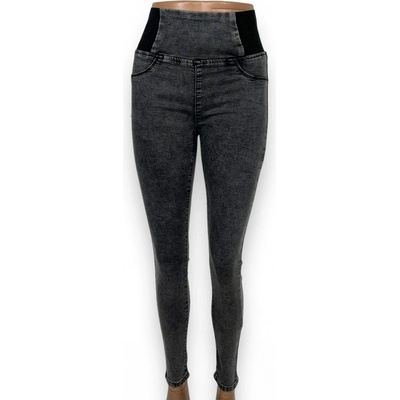 Dámske džínsy šede s vysokým pásom