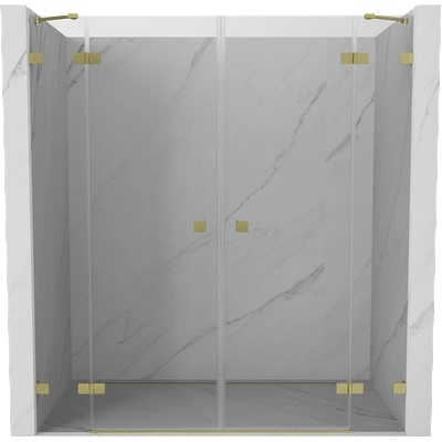 Mexen Lunar Двоен душ кабина с въртящи се врати 180 см, прозрачни, златисти четкани - 834D-180-000-55-00 (834D-180-000-55-00)