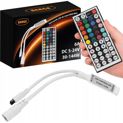 BERGE Dálkové ovládání pro RGB LED pásky 6A 72W IR44 Infračervený ovladač 5-24V BAS002