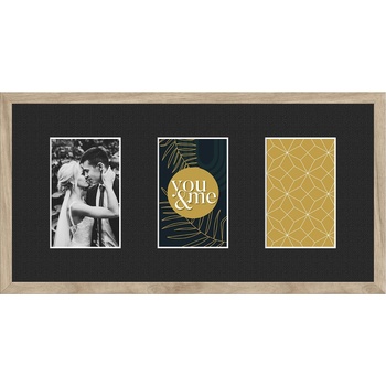 STYLER Рамка за 3 снимки Kyoto с черно паспарту 23 x 46 см бежова (RA-15114)