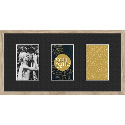 STYLER Рамка за 3 снимки Kyoto с черно паспарту 23 x 46 см бежова (RA-15114)