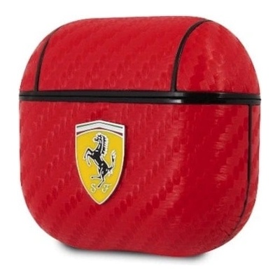 Ferrari Предпазители Ferrari PU Carbon Leather Case, за Apple Airpods 3, кожен кейс, червен (FESA3CARE)