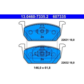 Sada brzdových platničiek, vždy 4 kusy v sade ATE 13.0460-7335.2 (13046073352)