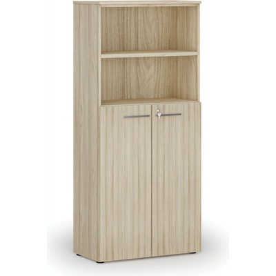 Primo Kombinovaná kancelárska skriňa WOOD, dvere na 3 poschodia, 1781 x 800 x 420 mm, dub prírodný