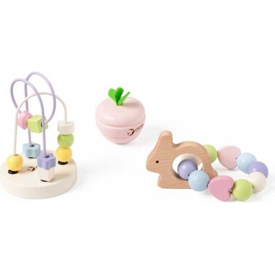 Classic World Бебешки дървен комплект от сортери и дрънкалки в пастелни цветове