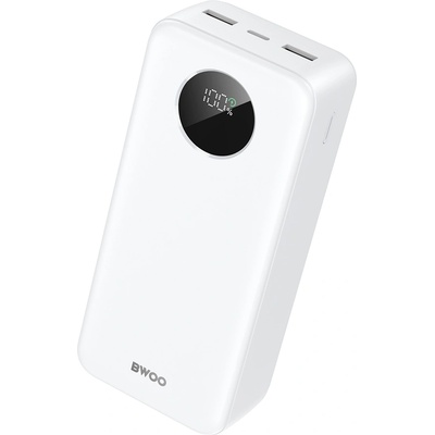 BWOO Преносима батерия BWOO 30000mAh, 22.5W, LCD Дисплей, Бяла (BO-P64)