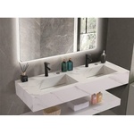 Inter Ceramic Мивка за баня PIETRA / ICL 12049/140W, стенен монтаж, кварц, бял, 140x50x18см (12049/140W)