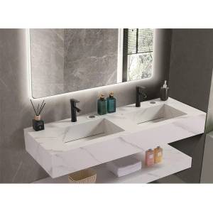 Inter Ceramic Мивка за баня PIETRA / ICL 12049/140W, стенен монтаж, кварц, бял, 140x50x18см (12049/140W)