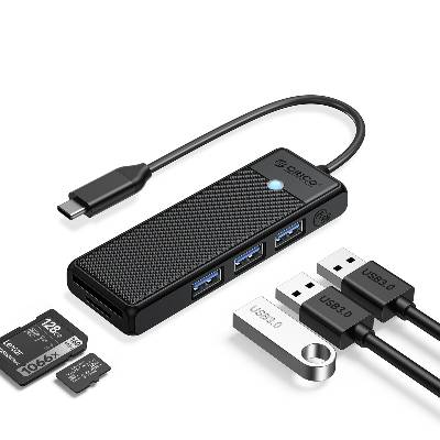 хъб USB3.1 HUB Type-C - 3 x USB3.0, SD, TF - PAPW3AT-C3-015-BK (PAPW3AT-C3-015-BK-EP)