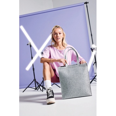 BagBase Plstená nákupná taška BG723 Grey Melange 37x41x11,5 cm