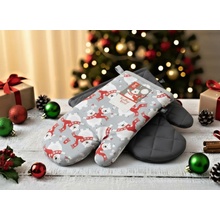 BBK Vánoční kuchyňské rukavice chňapky SMILING XMAS 18 x 30 cm 100% bavlna