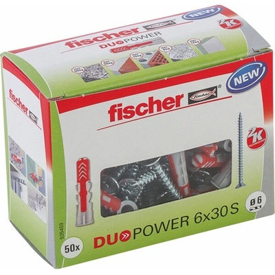 Fischer Hmoždinka DuoPower 6 x 30 S se šrouby, 50 ks