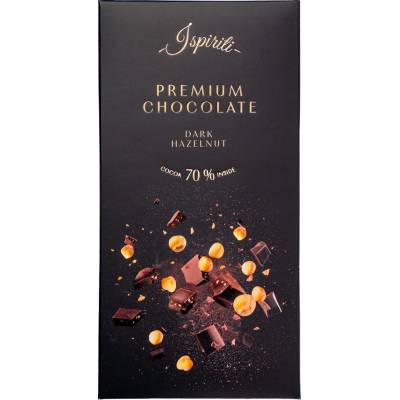 Ispiriti horká 70% s kúskami lieskových orieškov 80 g