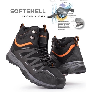 Marwells Softshell Мъжки туристически боти - Черни с Оранжев 20210835603 (362788_Черно)