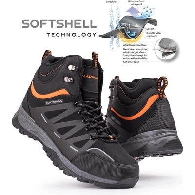 Marwells Softshell Мъжки туристически боти - Черни с Оранжев 20210835603 (362788_Черно)