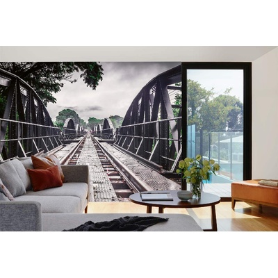 DIMEX ART Самозалепваща се флизелинова фототапета метален мост река куай 375 x 250 см