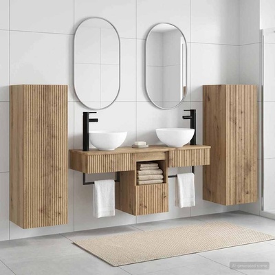 vidaXL Комплект мебели за баня 5 бр. Дъб артизан 33 x 34, 5 x 100 см (3405972)