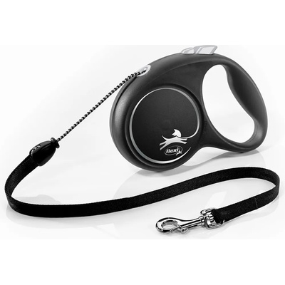 flexi Black Design повод за куче M до 20кг, 5м въже - черно