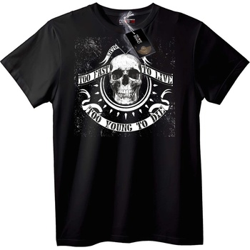 NOONEBRAND Тениска Skull 'Твърде бързо, за да живее' - 7XL, Black