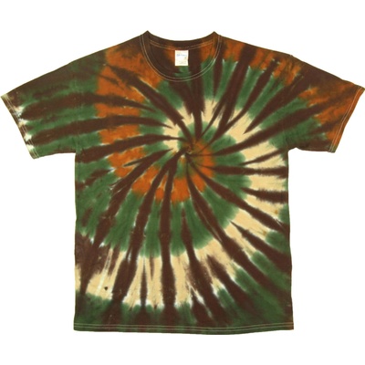 Tričko unisex The Mountain batikované Swirl hnědé-zelené