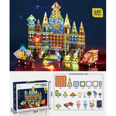Mamido Magnetická svietiaca stavebnica 147 ks Crystal Max