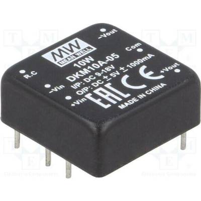 MEAN WELL DKM10A-05 Měnič: DC/DC; 10W; Uvst: 9÷18VDC; Uvýst: 5VDC; Uvýst2: -5VDC; DIP; THT
