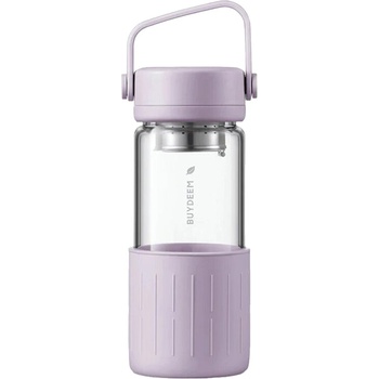 Buydeem CD1008 Portable glass tea bottle 400 ml, Petal Purple (CD1008-PP)